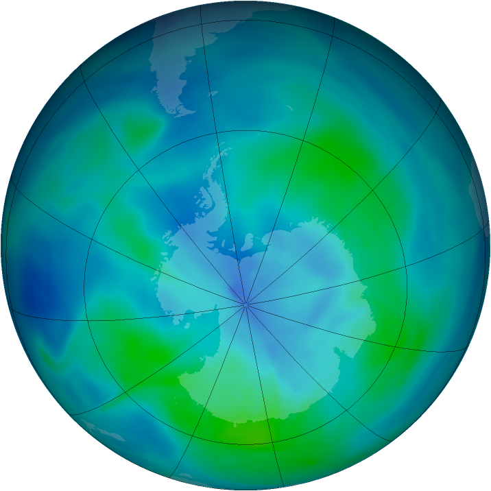 Antarctic ozone map for 21 February 2005